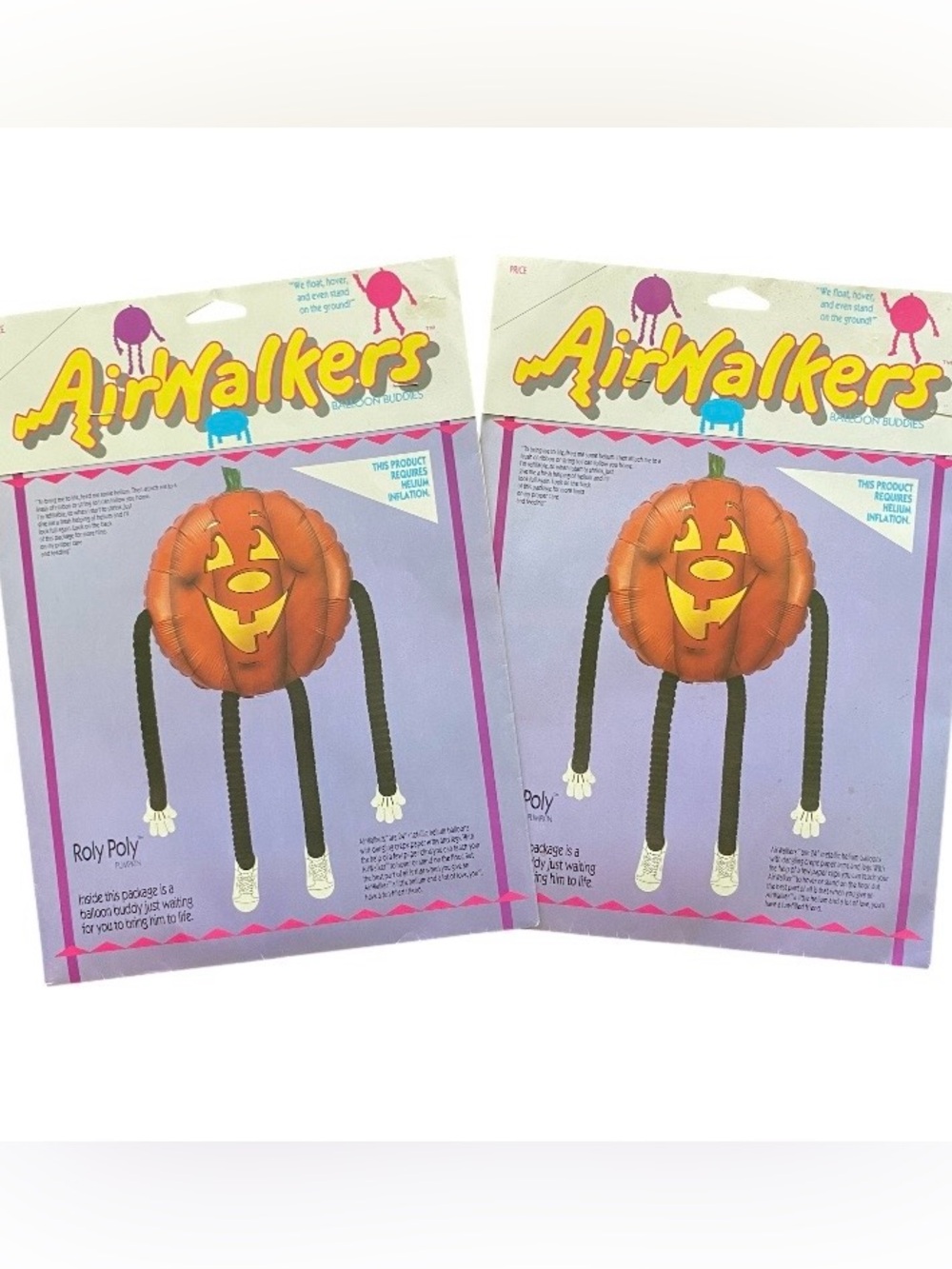 Vintage Halloween Jack O Lantern Air Walker 1987 Pumpkin Balloon New Lot of 2